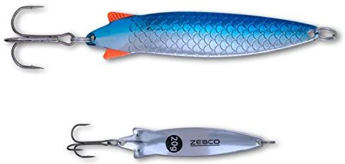 Zebco Premium Trophy Z-Spoony Blinker Fishing Lure Snake Bait with Treble Fishing Hooks Predatory Fish Spoons Fishing Accessories, Silver/Blue, 20g
