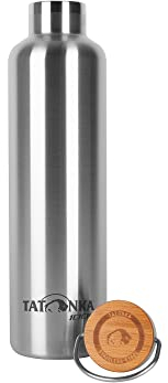 Tatonka Edelstahl Trinkflasche Hot + Cold Stuff Bamboo Lid 1000ml - Unzerbrechliche Isolierflasche mit Bambusdeckel - spülmaschinenfest und BPA-frei - 1l, 4197