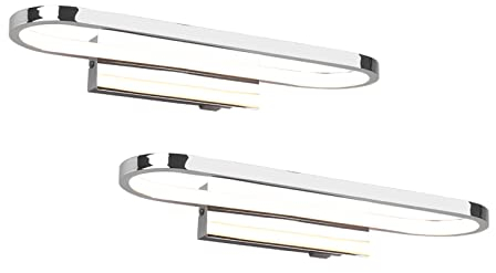 meineWunschleuchte 2er Set Moderne Badezimmer Wandleuchten, Silber Chrom mit Schalter, Breite 40cm