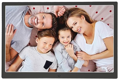 KASTISS Digitaler Fotorahmen, Digitale Bilderrahmen, 15-Zoll Elektronischer Digitaler Fotorahmen, HD-Display, Mit Fernbedienung Unterstützung SD-Kartenslot, Kalender Wecker, Wandmontage (Schwarz)
