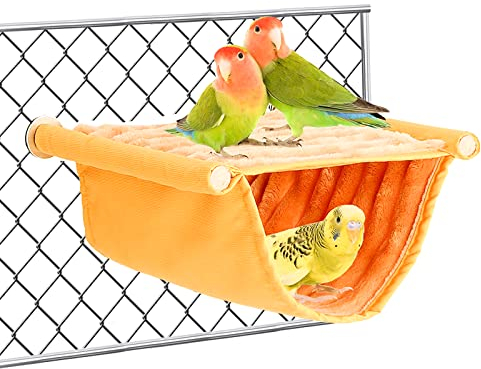 Vogel Hängematte Etagenbett, Vogelnest Höhlen Schlafplätze Vogelkäfig Zubehör Vogel Spielzeug Vogelnest Etagenbett Hängende Hängematte für Wellensittich Nymphensittich Finken Hamster Rennmaus (Orange)
