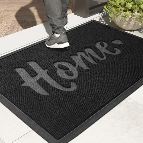 Color G Fußmatte Außen 60 x 90 cm, Waschbar Fussmatte Aussen, Außenbereich Fussmatten Haustür Fußmatte Outdoor Wetterfest, Schmutzfangmatte rutschfest für Eingang, Flur, Garten (Schwarz)
