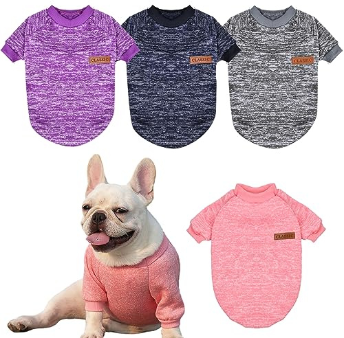 Wisebom Manteau en Tricot Classique pour Chien 4PCS Manteau Chaud Classique pour Chiens Pull-Overs pour Chiens Petite Moyenne Taille, Chaud et Léger, Texture Douce, élastique Facile à Porter (M)