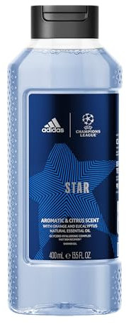 adidas UEFA Star Edition, Gel Doccia Bagnoschiuma Uomo, Formula Vegana, 400ml