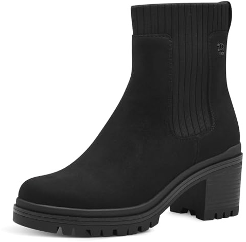s.Oliver Damen Chelsea Boots mit Blockabsatz Vegan, Schwarz (Black), 39 EU