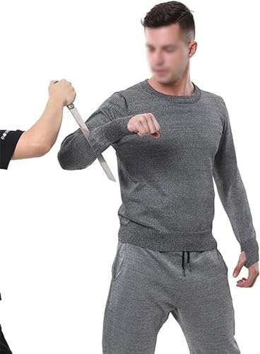 Schnitt- und stichsichere Weste, schützende Schnittkleidung der Stufe 5, bissfestes, reißfestes, stichsicheres Langarm-T-Shirt, zum Schutz der persönlichen Sicherheit,Dunkelgrau,M 45HaoAMZ