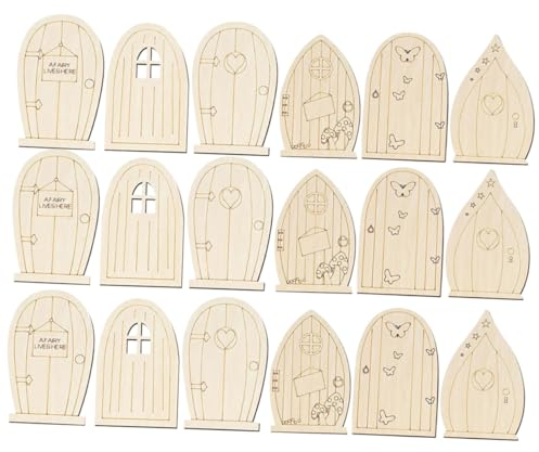 STOBOK 36stücke Holzscheiben Mini Türform Unbearbeitet Feentüren Holz Dekoration Für Bastelprojekte Für Hochzeiten Und Feiertage Bunte Miniatur-türen Holz Slices