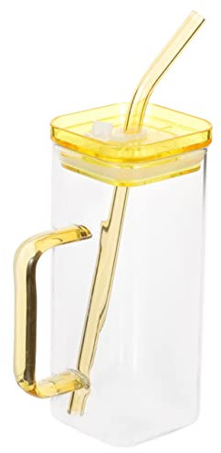 CIYODO Bicchiere Quadrato Manico E Cannuccia Per Bere Bevande Calde O Fredde Design Creativo Adatto Feste