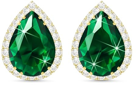 Linawe Ohrringe Grün Ohrring Stecker Ohrstecker Damen, Gold Goldene Ohrringe Ohrhänger, Schmuck Set, Diamanten Modeschmuck Hypoallergene