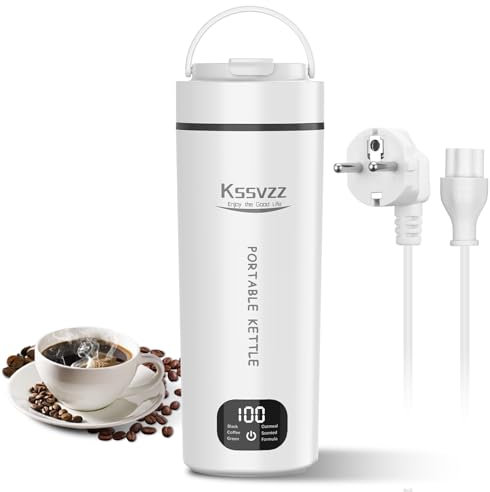 Kssvzz 450ml Hervidor Agua Electrico, Pequeño Hervidor de Viaje con Controlar de Temperatura en 6 Niveles, 110~240V 300W Portatil Hervidor de Agua con 304 Tanque Interior de Acero Inoxidable