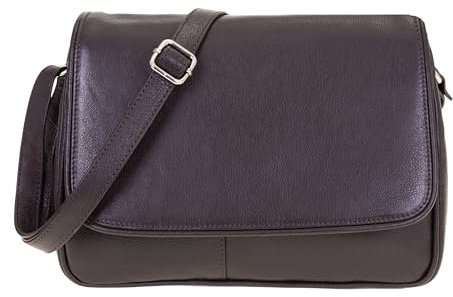Handtasche Damen Leder mittel klein Lederhandtasche Schultertasche Frauen Damentasche Echtleder weich Alessandro Florenz 12975 Auswahl + Schlüsselmäppchen (Brown (chocolate 2))
