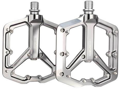 Zoyosports MTB Ultraleichte flache Pedale - Aluminiumlegierung Plattformpedale für Rennräder & Gravel Bikes (Silber)