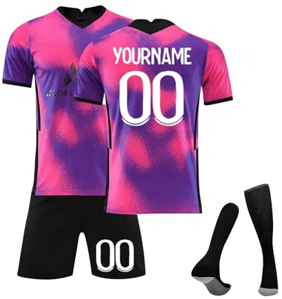 Personalisiertes Fußball Trikots Set 25/24 Hause/Auswärts Fußballtrikot Strips Fussball Trainingsanzug Sportshirt Junge Football Training Tshirts Shorts und Socken Anzug mit DIY Name Nummer 09