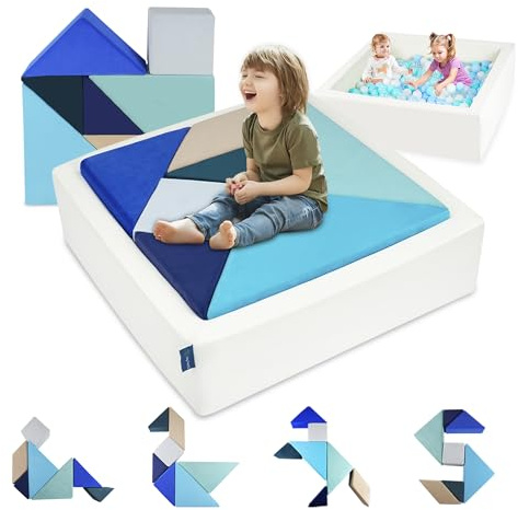 Heypappy Sofá Infantil Modular de Tangram - Mueble de Juegos para Niños, Diván Puzzle para Construir Fortalezas en Habitaciones y Salas de Juegos Niños Adolescentes