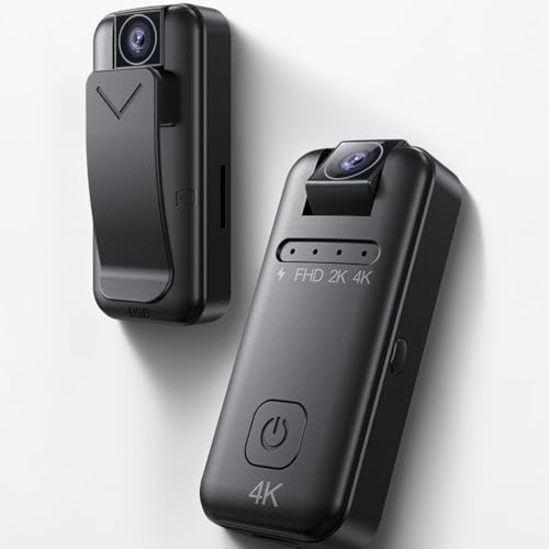 4K Body Camera with Audio Recording, Water Proof Wearable Body Cam, 180° Rotatable Lens, Portable Mini Chest & Clip On Camera for Cycling,Sports,Outdoor