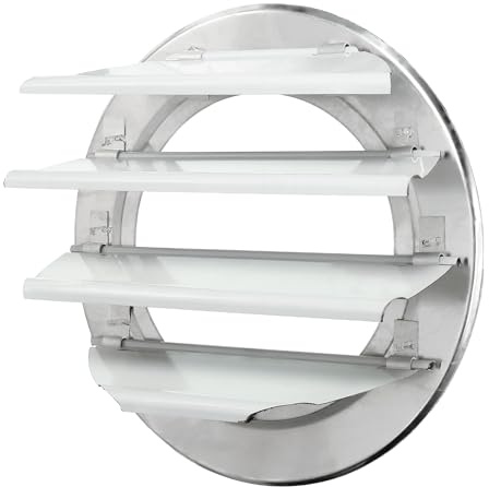 PATIKIL 8 Pouces Couverture De Ventilation En Aluminium, Volet Persienne Ventilateur D'Extraction Grille Ronde Automatique À Gravité Couverture Auto-Fermante, Blanc