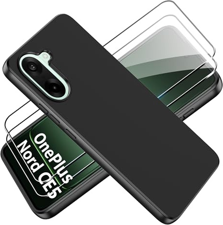 Tieeyivv Hülle für OnePlus Nord CE5 / Nord CE 5 5G mit 2 Stücks für Panzerglas Schutzfolie Displayschutzfolie, Soft Matte Handyhülle [Kamera Schutz] [Weiche Innenschicht] Anti-Scratch Dünn Schutzhülle
