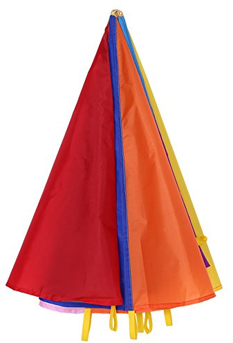 Fafeicy Kids Play Parachute Umbrella Toy, 2m Diameter 8 Handles Multicolor Oxford Fabric, for Outdoor Teamwork Games with 6-8 Children