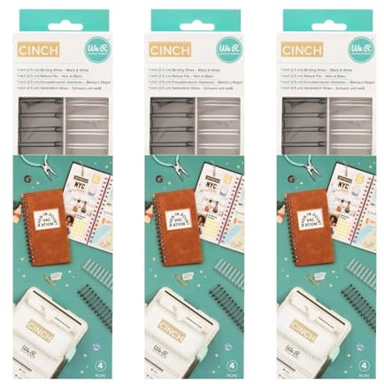 We R Makers Lot de 3 reliures de 2,5 cm – Noir et blanc (12 pièces au total) | Pour relieuse de livres Cinch | Journaux, planificateurs et scrapbooking