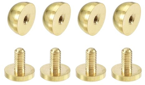 TA-VIGOR 4pc 12x7mm Screw Back Rivets, Leather Studs Solid Round Head Brass Studs Spike Screw Rivet for Leather, Craft, Bags, Belts, Shoes, Purse, Feet Nailhead Studs DIY,