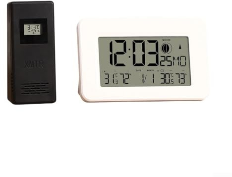 Wireless Weather Station with Indoor/Outdoor Thermometer & Hygrometer, Forecast Clock Radio, 3-Sensor Support, WWVB Time, Alarm Function(White)