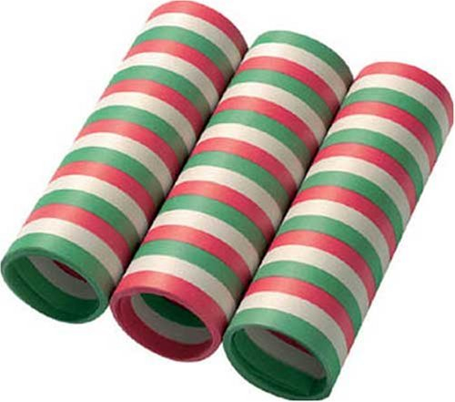 Unbekannt Lot de 18 serpentins italiens - Pour fête d'anniversaire, fête - 3 rouleaux - Décoration à thème - Rouge - Blanc - Vert - Nuit italienne Hongrie Bulgarie