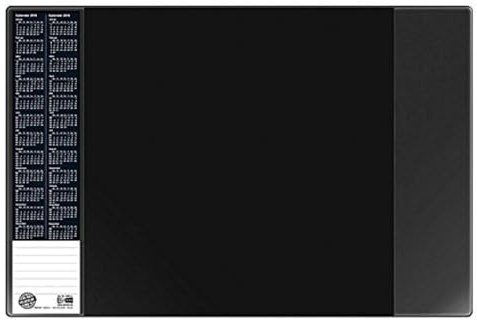 VELOFLEX - Schreibtischunterlage VELOCOLOR 40 x 60 cm Schwarz | Mit Kalender und seitlichen Einstecktaschen, transparenter Antireflex-Schutzfolie, rutschfest und abwischbar