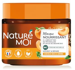 Naturé Moi - Masque Cheveux - Nourrit et Répare - Cheveux Secs, Abîmés - Abricot, Huile de Sésame Bio - Formule Soin Cheveux à 96% d'Origine Naturelle - 300 ml - Fabriqué en France