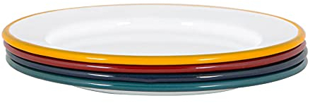 Argon Tableware Enamel Side Plates - 20cm - Pack of 4 - Multicolour Dining Plates Lightweight Small Dinner Dish for Appetisers, Starters, Mains, Sides, Desserts