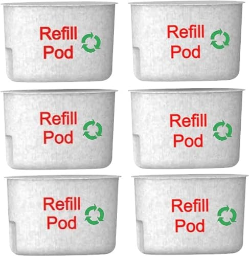PurePods Refills for Reusable Water Filter Cartridge Compatible with Refillable Brita Maxtra* & Maxtra+* Jugs (Pack of 6)