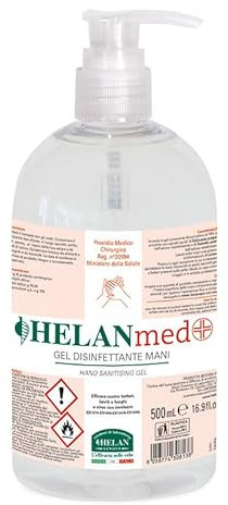 Helan, HELANMED+ Gel Disinfettante Mani, Efficace contro batteri, lieviti, funghi e virus con involucro (500 mL)