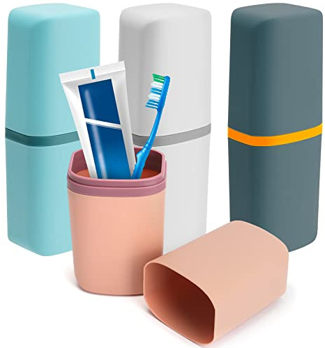 4 Pcs Etui à Brosse à Dents de VoyageTasse de Brosse à Dents Portable Gobelet à Brosse à Dents de Voyage Boîte à Brosse à Dents pour Voyage Camping Maison L’école Voyage d'affaires