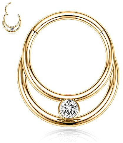 hengkaixuan 16G Nasenringe Hoop 316L Segment Helix Knorpel Rook Ohrringe Hoop Septum Clicker Ring Daith Piercing 6mm 7mm 8mm 10mm
