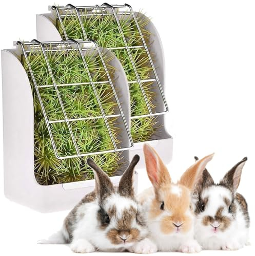 2 Pack Hay Feeder for Rabbits Guinea Pigs Bunny Hay Holder Less Wasted and Mess Cage Hay Rack Manger for Chinchilla Rabbits Guinea Pigs