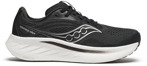 Saucony Men's Ride 18 Sneaker, Black/White, 11