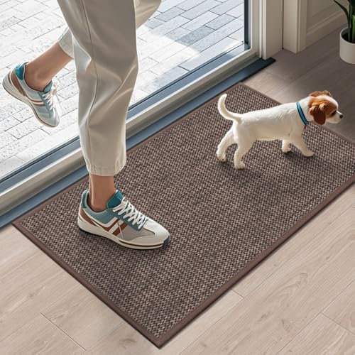 LEKEEPGO Felpudo Entrada Casa 43 x 75 cm, Alfombra Entrada Antideslizante, Felpudo de Entrada Absorbentes Lavable, Alfombrilla para Entrada, Pasillo, Cocina, Marrón