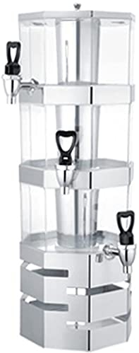 WHITEUQ Dispensador de Bebidas Dispensador de Cerveza, Barril de Cerveza Dispensador de Jugo Grifos y Contenedor de Hielo Dispensador de Bebidas de Vidrio (Plata 25x23x69,7cm)
