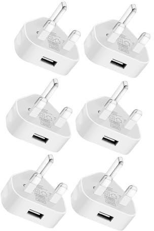 PEBBLE HUG 3 Pin Adaptor, Lightweight and Portable, Efficient Fast Charging, USB Plug Charger, Short Circuit Protection, Smartphones, Tablets, Other USB Devices, Reliable Performance, (6 Pcs)