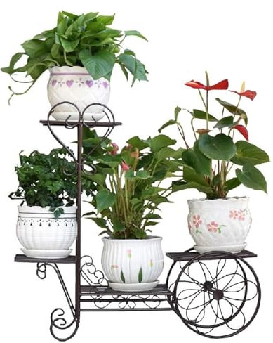 LUTFI Espositore per Piante Portafiori in Arte del Ferro 4 vasi Porta Piante Bonsai Espositore da Pavimento Carrello for Fiori Giardino Patio Decorazioni for la casa Finestra