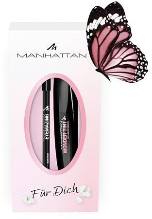 Manhattan ögonmakeup-set: Manhattan Wonder'Tint Mascara, Fb 001 svart, 11 ml, gratis Eyemazing Kol Kajal Eyeliner 1010N svart, 1,3 g