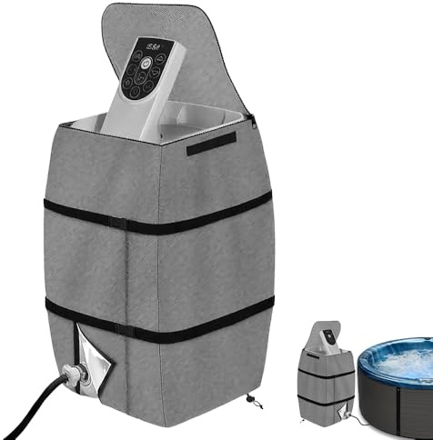 HOVCEH Pumpskydd för badkar, uppblåsbart bubbelbad, spavärmare pumpskydd, kraftigt vattentätt dammtätt spa badtunna, för flera märken för badkar/pool utomhus (grå, fyrkantig)
