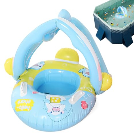 Flotador de piscina para bebé hinchable con protección solar UPF50+, juguetes de animales para bebés de 6 a 36 meses, diseño seguro y cómodo, ideal para Fors Beach, piscinas y diversión en verano