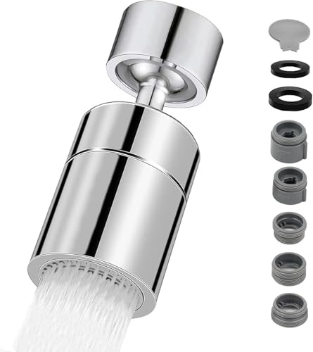 Adaptador Grifo Cocina, Ajustable 2 Modos Salida Agua, 360 ​​Grados Aireador de Grifo de Cocina con 5 Adaptadores Adaptador para Grifos, Boquilla de Grifo Para Grifos de Cocina y Bañ