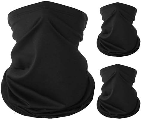 LxsNyvantic Scaldacollo Uomo Donna 3 Pezzi – Fascia Collo Nera Elastico Traspirante in Seta Ghiaccio, Maschera Sportiva Anti-UV Asciugatura Rapida, Multifunzione per Moto Ciclismo Corsa Sci