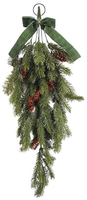 Xiyocadt 70 cm Türkranz Weihnachten, Haustür Deko Kranz,KüNstliche Blumenkranz mit einem Seil zum Aufhängen, Adventskranz,für Haustür, Fenster, Wand Hängende Deko (Grün)