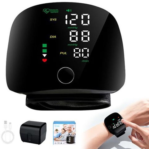 Wxeadu Wrist Blood Pressure Monitor, Automatic Blood Pressure Monitors Wrist, Blood Pressure Machine with LED Touch Screen, Adjustable Cuff, Wrist BP Monitor for Adult Elder at Home or Travel Use
