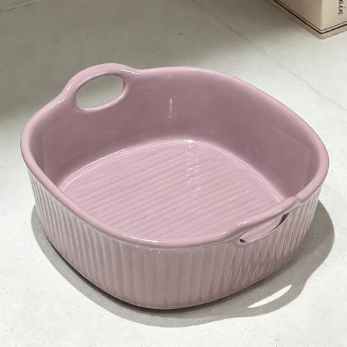 Rund ugnsform keramisk för varmluftsfritös 18 x 17 x 6 cm, färgglad glaserad bakform rund, lasagneform för lasagne pommes frites grytor och soppor, lila