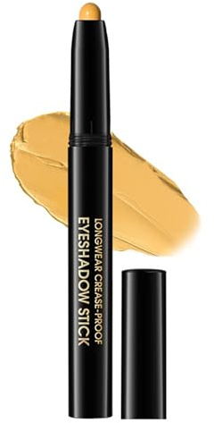 Ögonskuggspenna gul, matt gul ögonskuggsstift, vattentät och långvarig ögonskuggspenna, högpigmenterad Shimmer Crayon Eyeliner creme, torkbeständig och skrynkelfri ögonmakeup-penna, slät textur