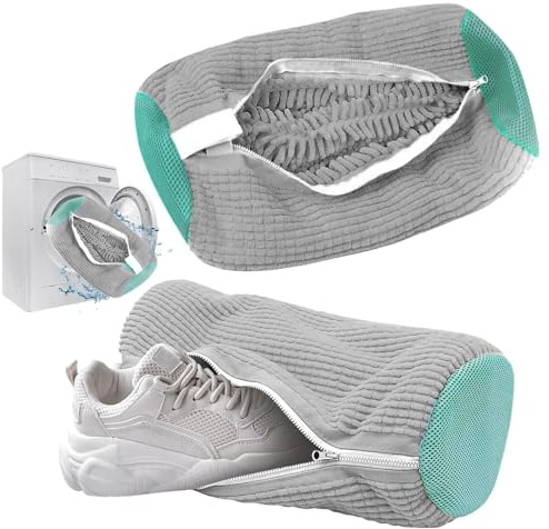 2 Pezzi Sacchetto Scarpe Lavatrice – Riutilizzabile Sacchetti per Lavare Scarpe in Lavatrice, con Chiusura Lampo, 360 Gradi, per Lavatrici e Calzature di Ogni Tipo (Grigio)