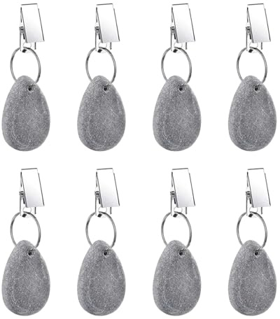 8 Stück Tischdeckenbeschwerer Extra Schwer 30 g aus Naturmarmor, Windfeste Tischdecken Beschwerer draußen mit Metallclip, Tropfenform Tischdeckenhalter für Outdoor Tischdecke Garten Balkon Camping